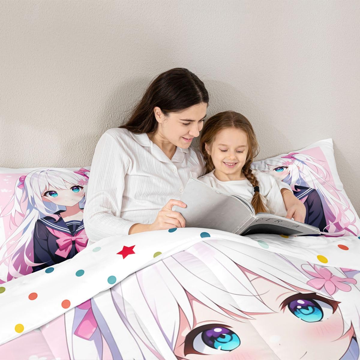 Erosebridal Kawaii Japanese Girl Comforter Set Cartoon Anime Bedding for Kids Boys Girls 3D Japanese Style Bedding Comforters & Sets Sailor Suit Uniform Girl Design Duvet Insert Full Size
