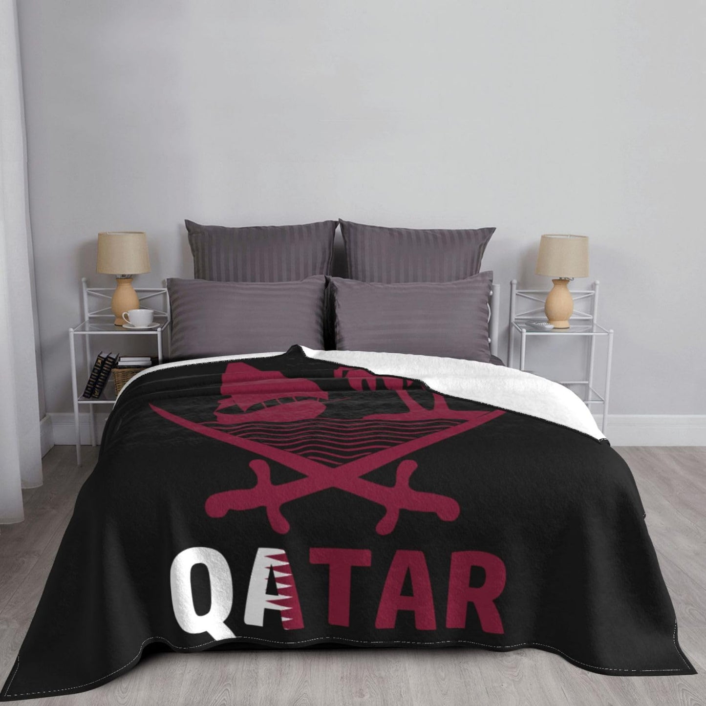 Throw Blanket Qatar National Emblem Super Soft Flannel Caroset Lightweight Warm No Pilling Woollen Blankets Sofa Bed Dorm Bedroom Office Home 60"X50"