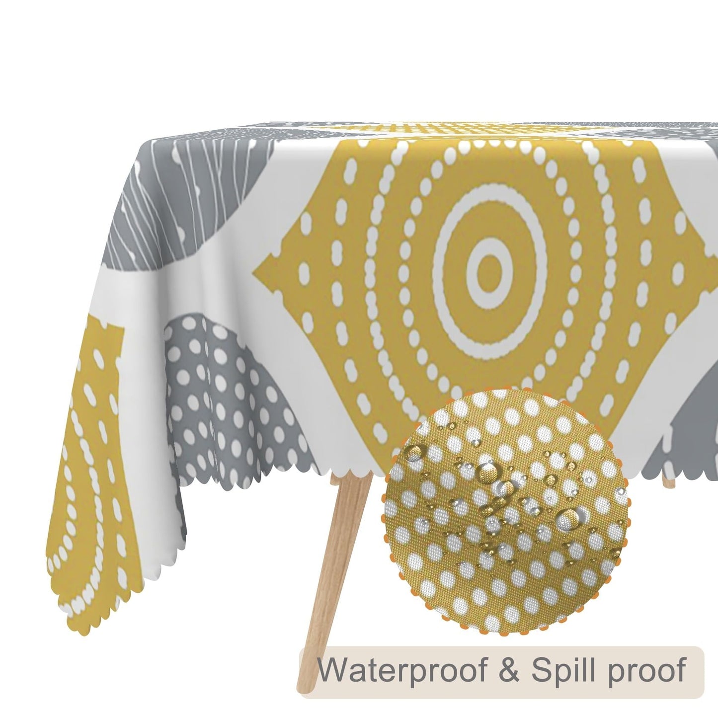 TTQYFNM 60x84inches Mid Century Tablecloth Yellow and Grey Modern Geometric Pattern Table Cloth Washable and Wrinkle Resistant Fabric Table Cover for Kitchen Dining Patio Cafe Restaurant Home