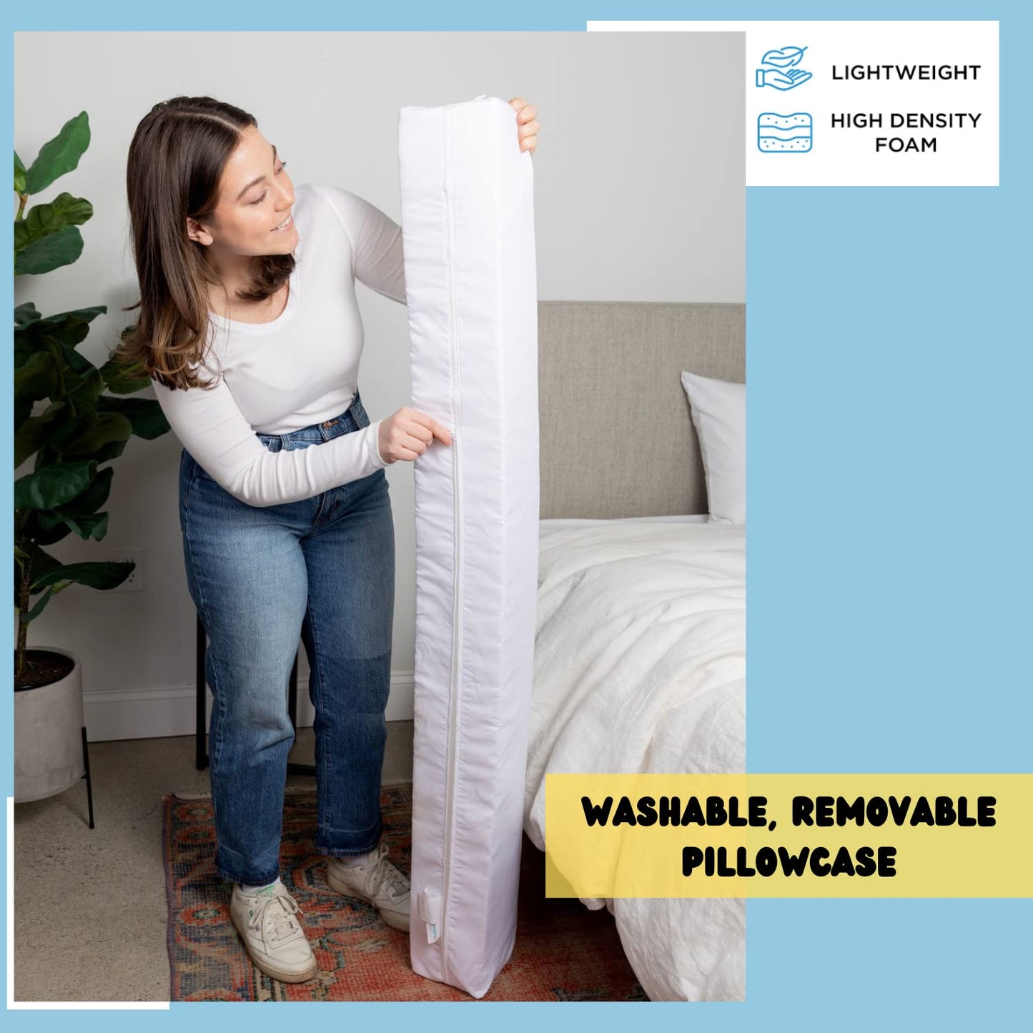 SnugStop The Original Bed Wedge | Gap Filler Between Your Headboard and Mattress | Triangle Pillow Wedge | Bed Filler Wedge | Gap Headboard Filler | Gap Bed Stoppers | Don't Lose Your Pillow(Full)