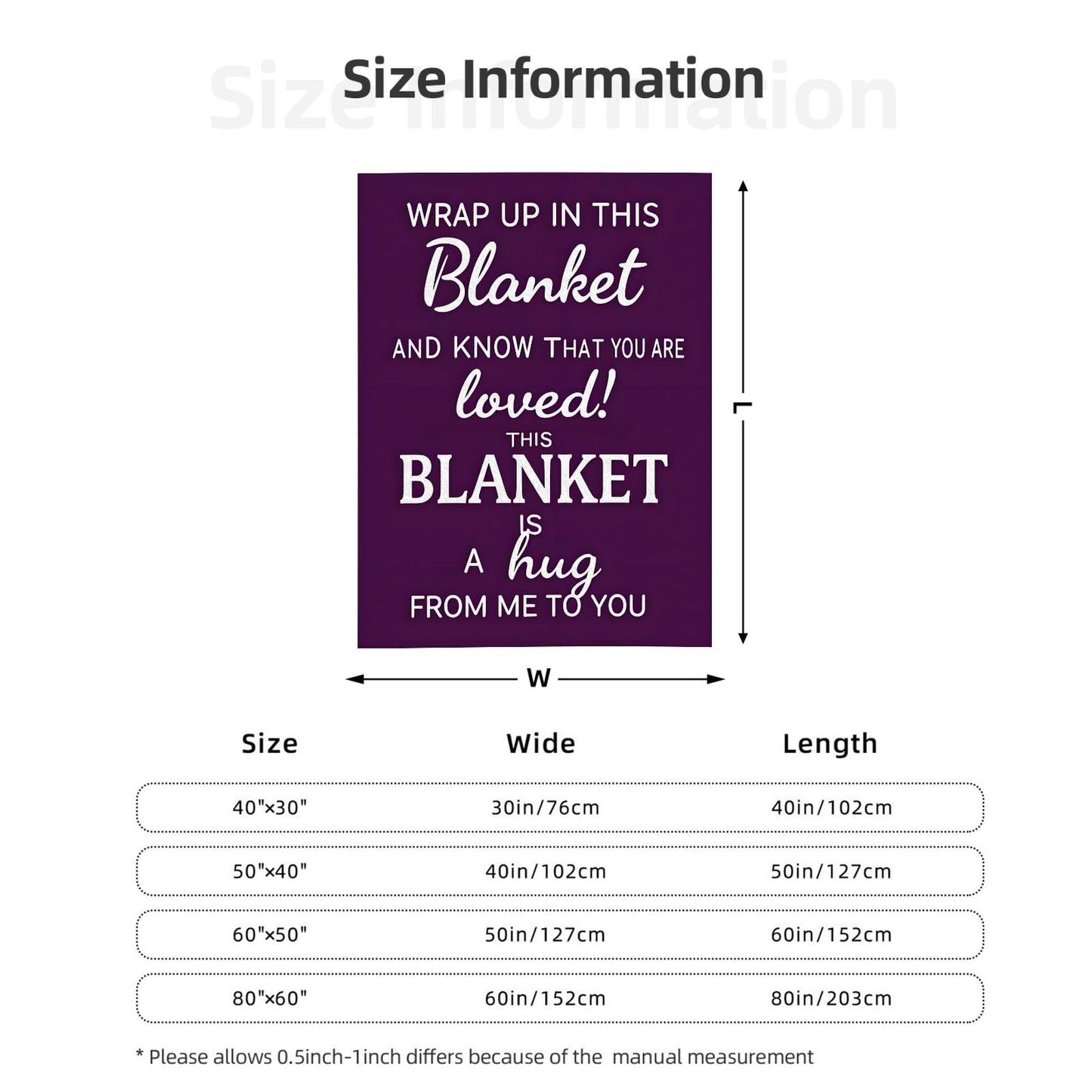 Sending You A Big Hugs So Its There When You Need It Blanket Cozy Flannel Comfort Throw Sympathy Healing Gift Encouragement Blanket for Family and Friends (White 10, 50x60in(127cm*153cm))