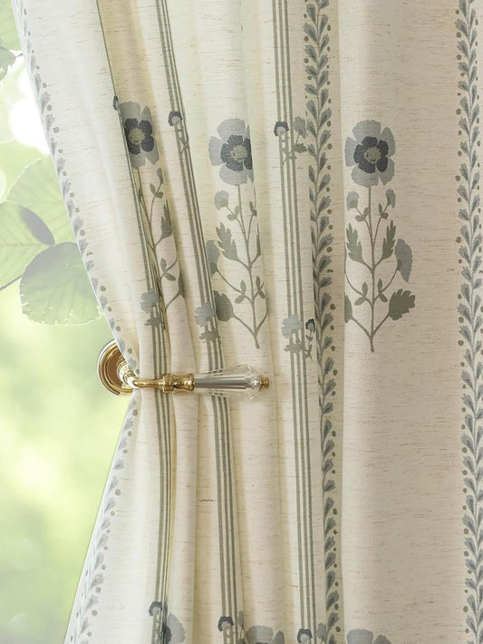 Pinch Pleated Curtains Luxury Light Filtering Floral Curtains for Living Room Bedroom Dining Room - 95 Inches Linen Drapes Farmhouse Window Curtains with Hooks - 2 Panels Set, 40" W x 95" L