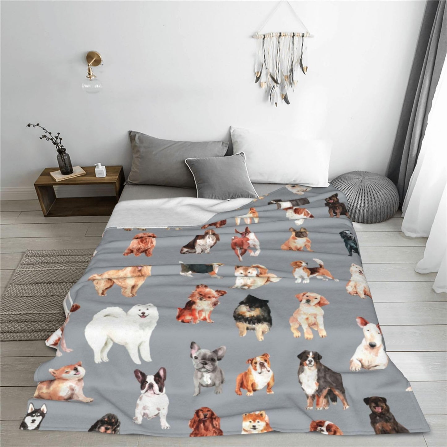 Cute Puppy Dog Throw Blanket Cozy Fluffy Plush Blanket Soft Flannel Throw Blanket for Kids Men Women Gift Sofa Bed Couch 50"x40" Christmas