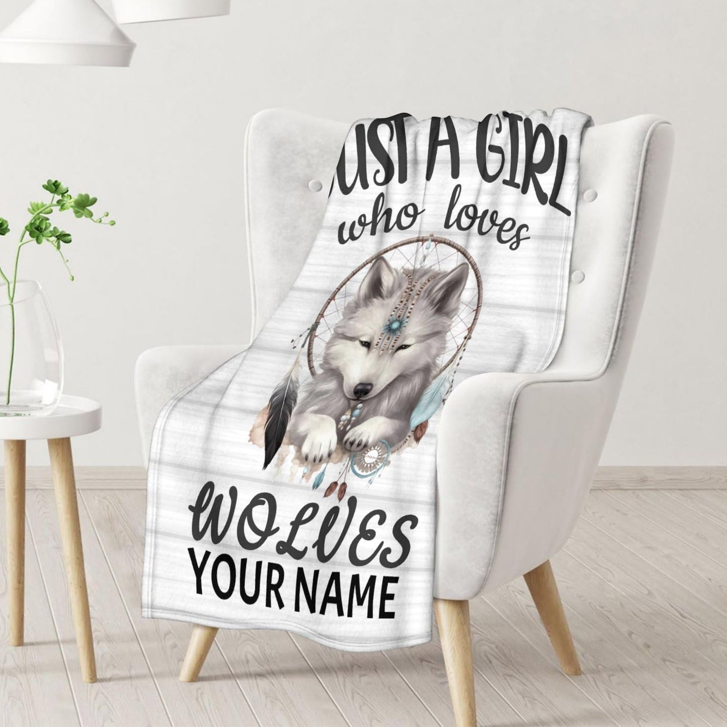 Personalized Wolf Gifts for Girls - Custom Wolf Blanket for Women - Animal Blankets for Kids Adults - 50"x60" Soft Plush Throws for Couch
