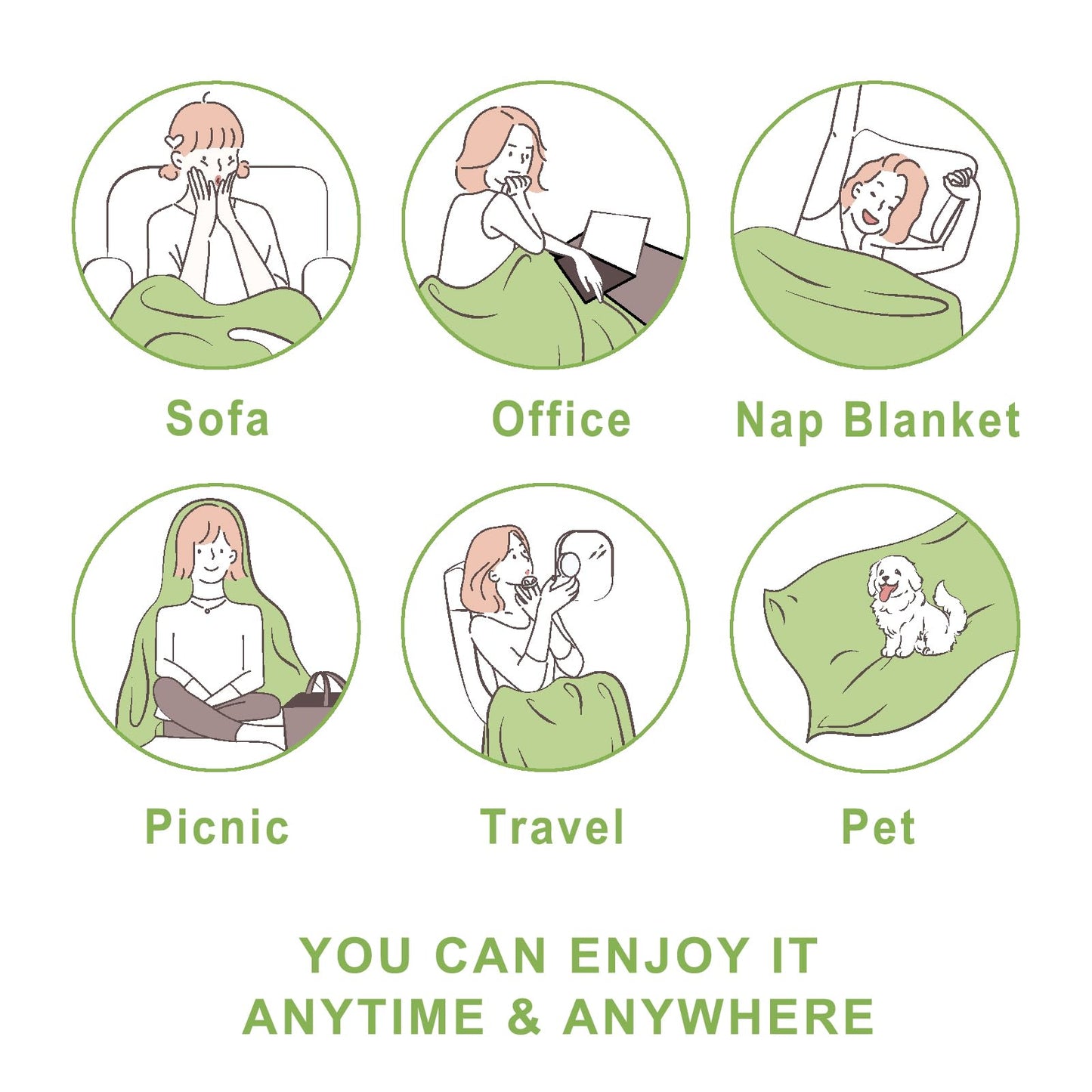 PLEASANT BOULEVARD | Fuzzy Throw Blanket Double-Sided Design Checkered Striped Waffe Lightweight Fleece Blankets for Bed and Couch Décor – Cozy, Soft, Cute for Women, Throw (50" x 60") Green