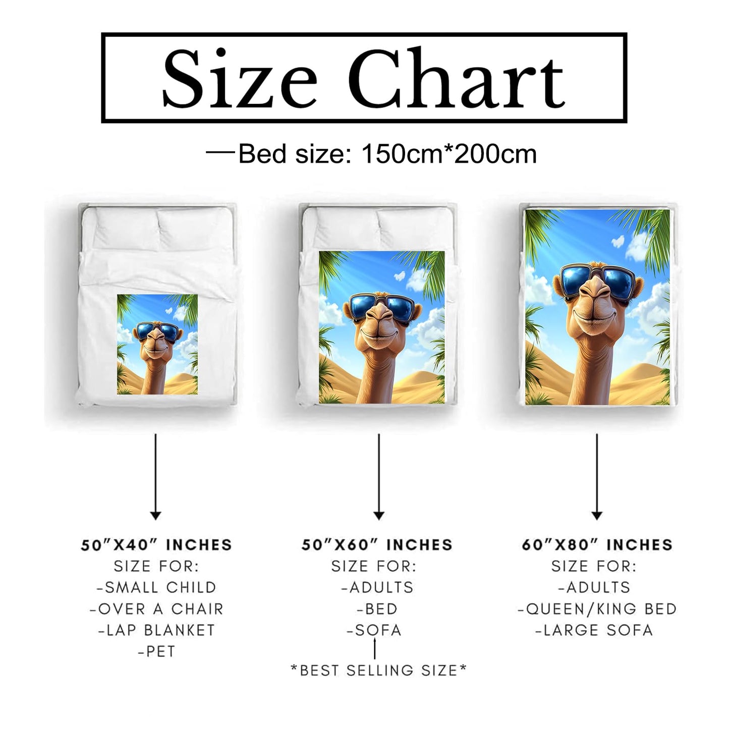Bidesk Funny Camel Blanket Soft Cozy Throw Blanket for Adults Women Kids - Warm Yet Lightweight Flannel Blankets for Travel, Couch, Bed, Fuzzy Outdoor Comfort Wrap 60"×50"