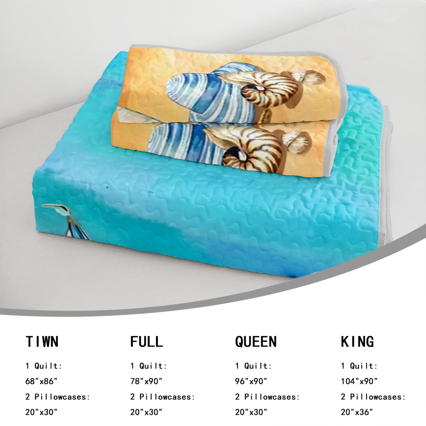 AILONEN Ocean Beach Bedding Quilt Set Queen Size,Tropical Boat Anchor Surfboard Theme Bedspread Coverlet,Blue Soft Lightweight (Quilt,2 Pillowcases)