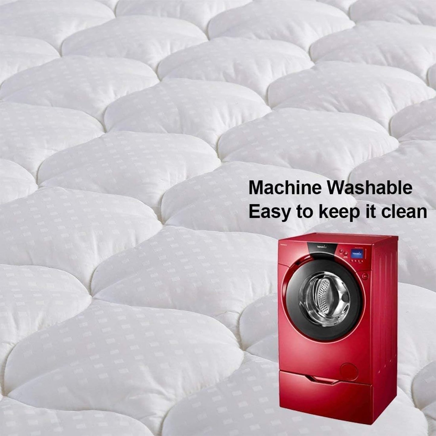 LEISURE TOWN Cotton Queen Mattress Pad Fitted Quilted Mattress Cover Pillow Top Mattress Topper Cooling Soft Breathable Mattress Protector with 8-21 Deep Pocket,Machine Washable (60x80 White)