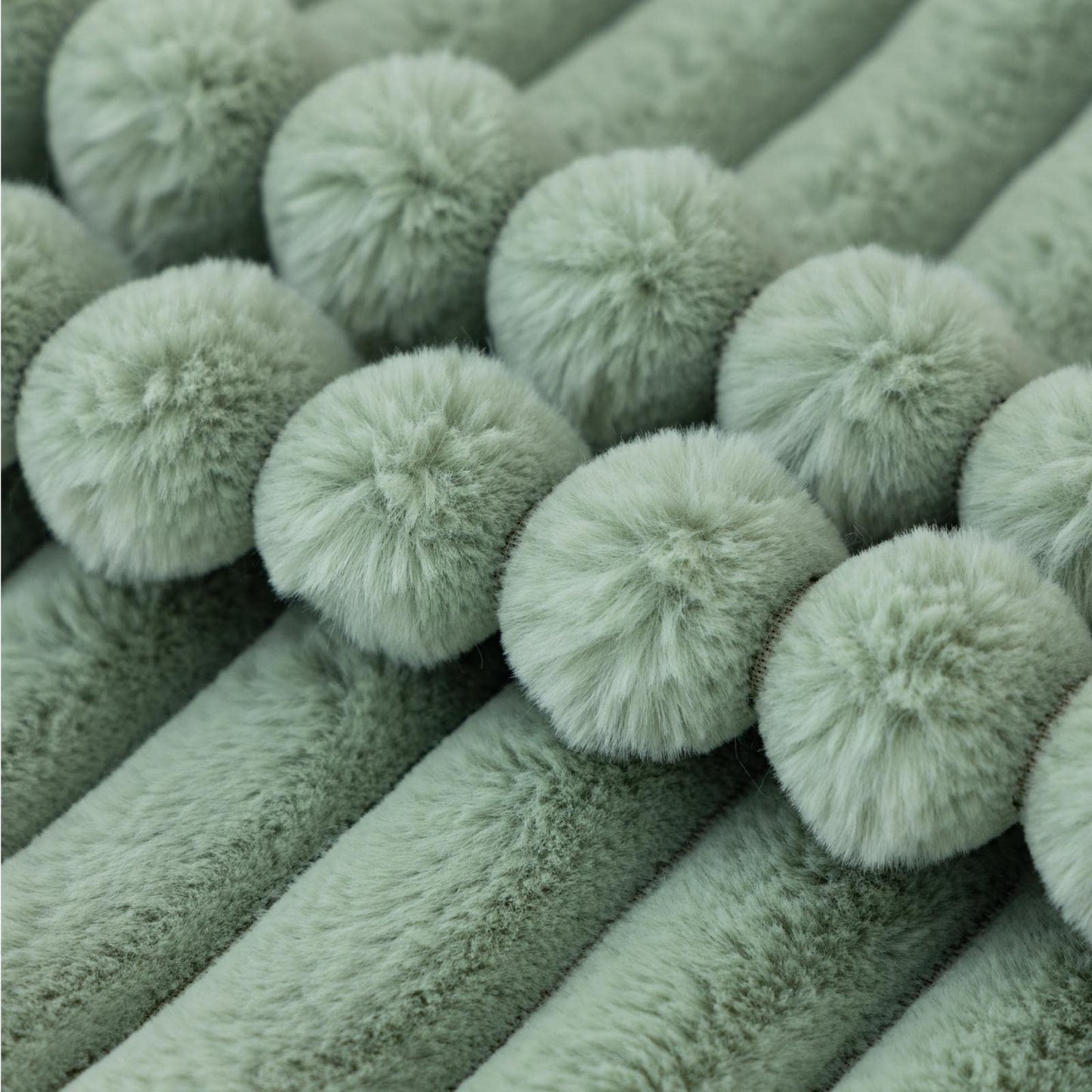 ZLINA Set of 2 Light Green Faux Fur Decorative Throw Pillow Covers Fluffy Striped Pillowcase Cushion Covers 16 x 16 Inch Decor Sofa Couch Bedroom
