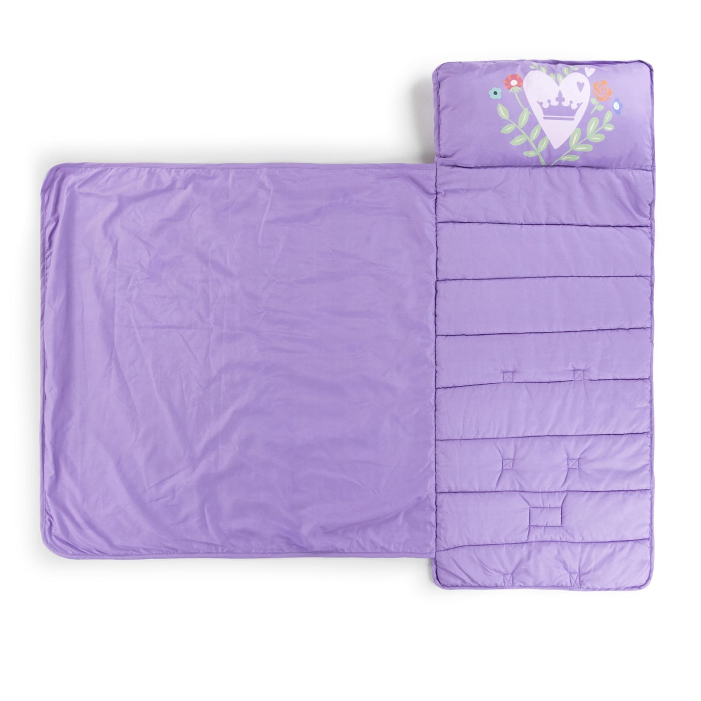 Jay Franco Kids Nap Mat with Embedded Pillow & Blanket – Soft 46"x20" Microfiber Sleeping Bag with Name Tag & Handle Pink - Disney Princess