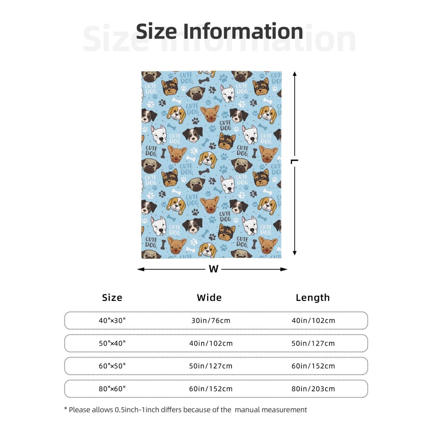 Cute Puppy Dog Dogs Fleece Blanket - Soft Cozy Plush Throw Blanket for Adults Kids Pet, Lightweight Warm Flannel Sherpa Blanket for Couch Bed Sofa, Gift for Dog Lovers 50"x40"