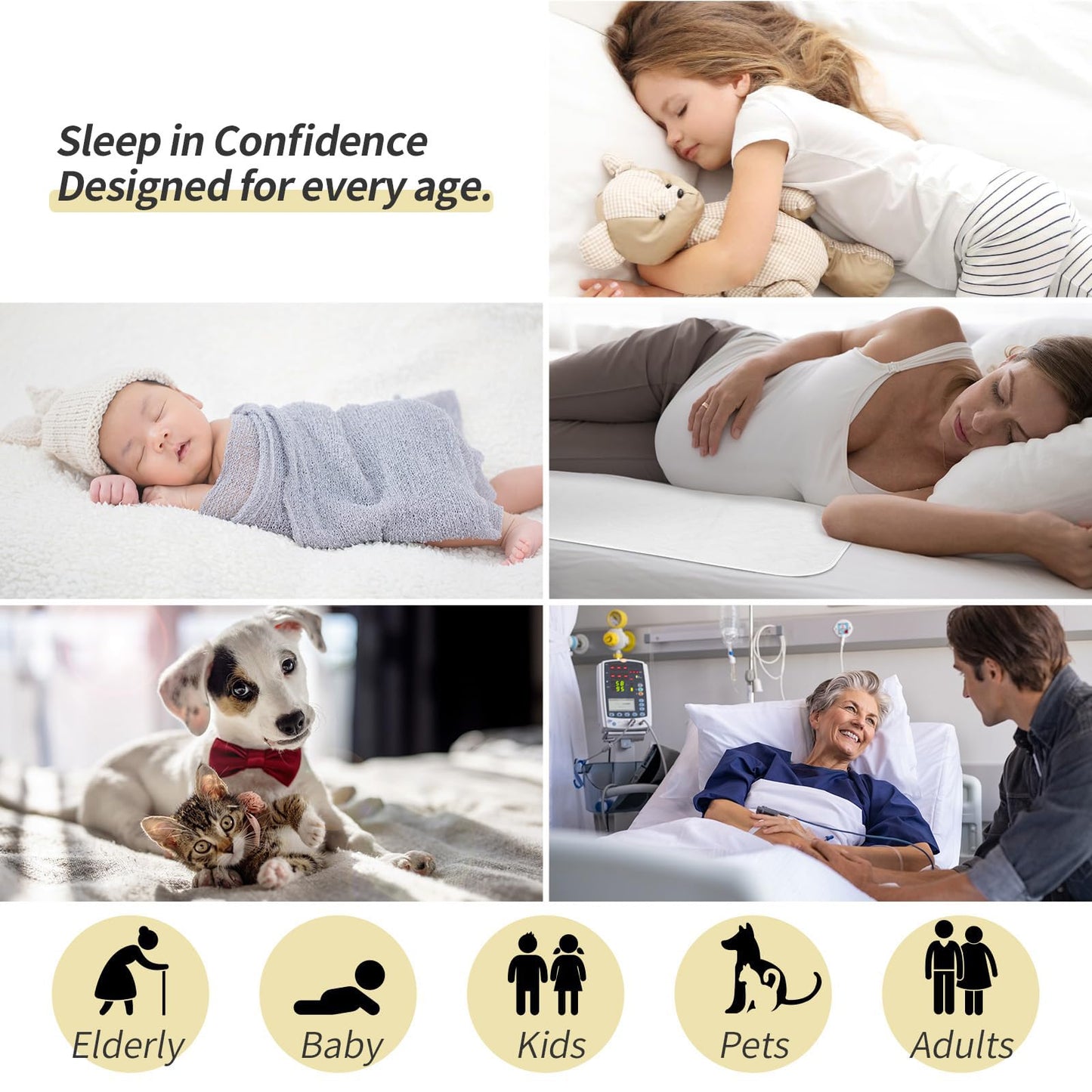 CoolShields Waterproof Bed Pads Incontinence Washable Reusable Bedwetting Mattress Protector Pad for Kids, Adults, Elderly, and Pets 34'' x 52'' (1 Pack)