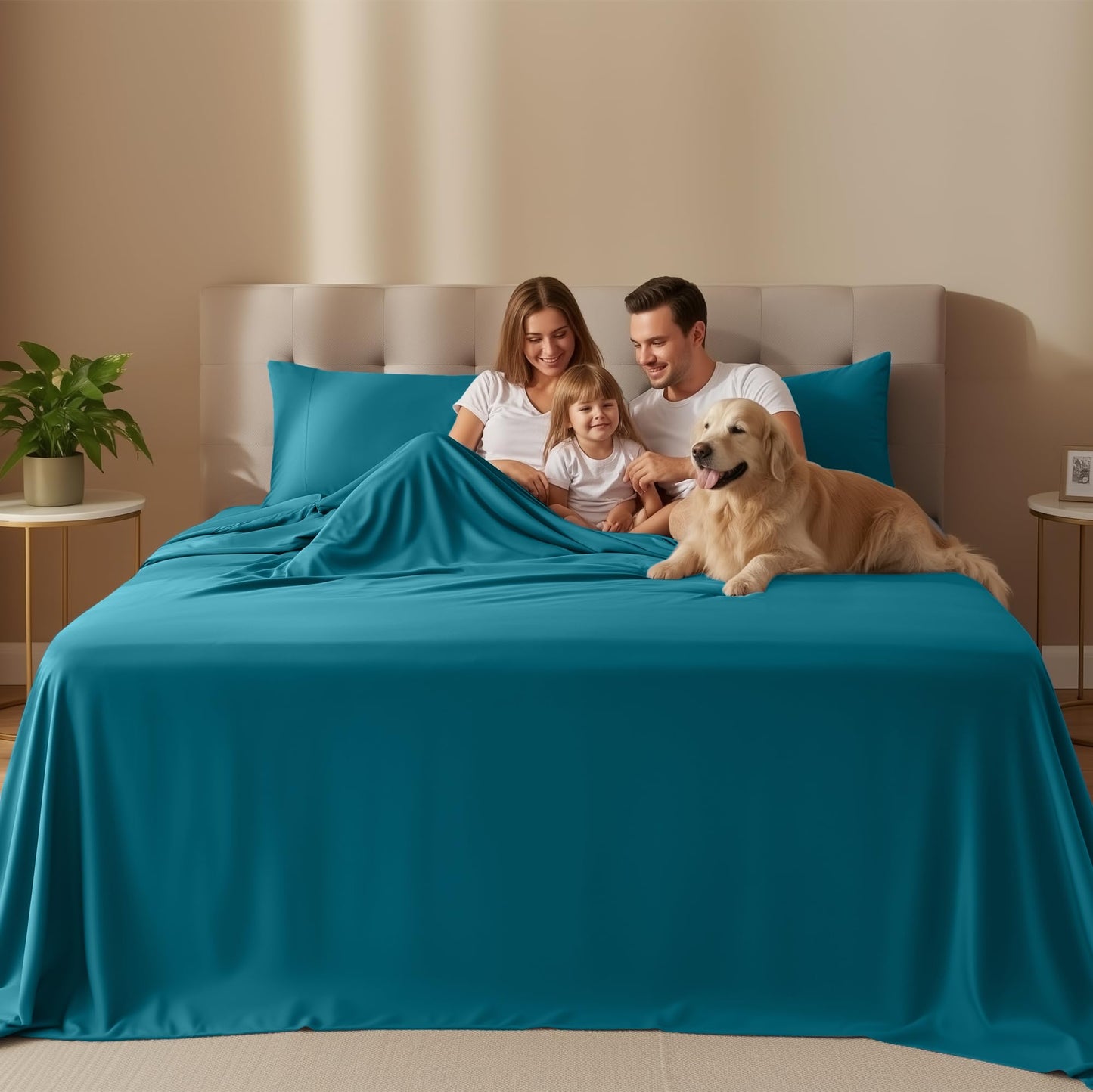 Utopia Bedding Queen Size Sheet Set – 4 Piece Bed Sheets, Soft and Breathable Microfiber, Includes 1 Fitted Sheet, 1 Flat Sheet and 2 Pillowcases – Oeko Tex (Denim Blue)