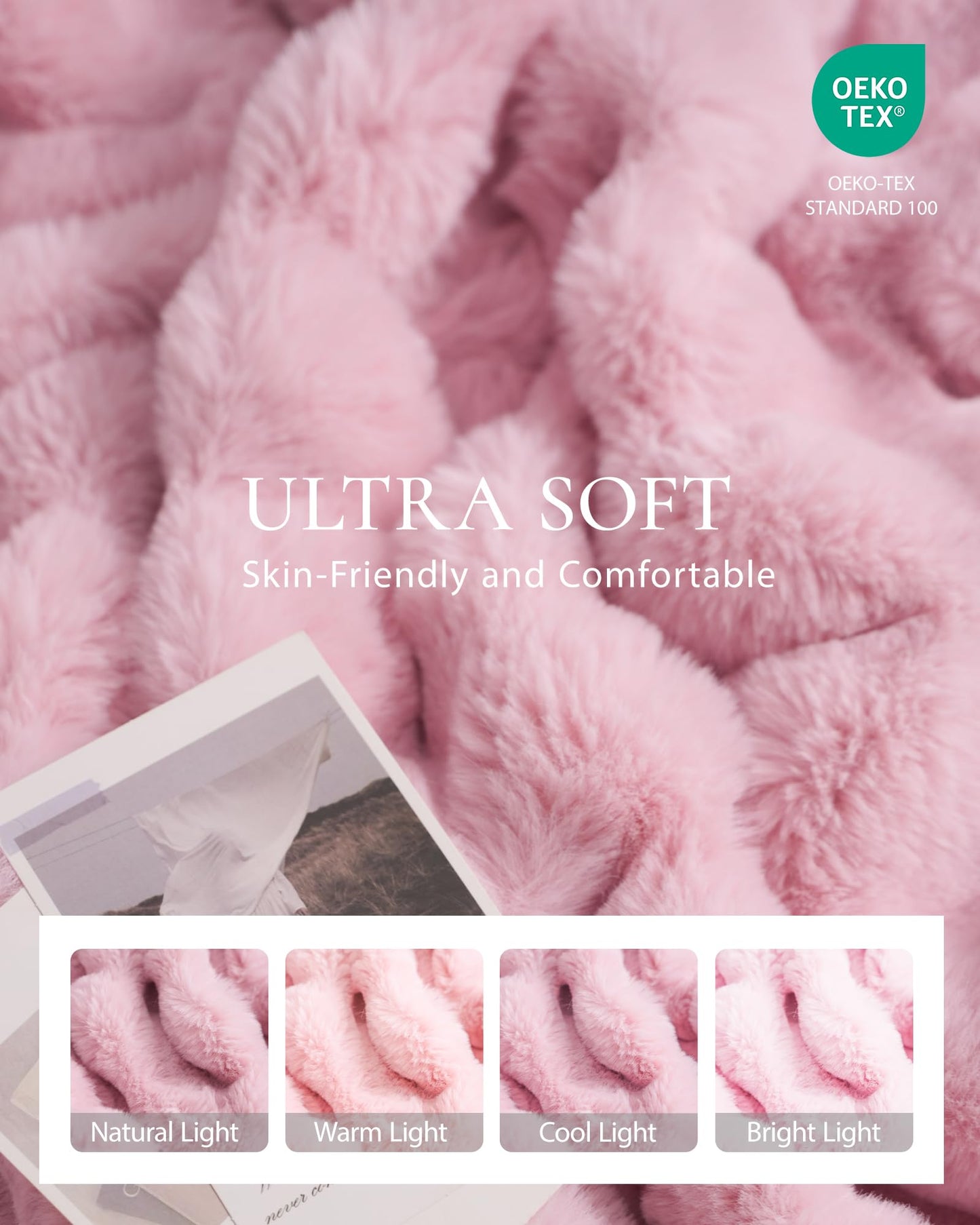 dennylife Faux Fur Throw Blanket – Ultra Soft Fuzzy Blanket for Couch or Bed, Bubble Texture, Cozy & Machine Washable, 60 x 80 Inches Decorative Plush Blanket for Living Room or Bedroom