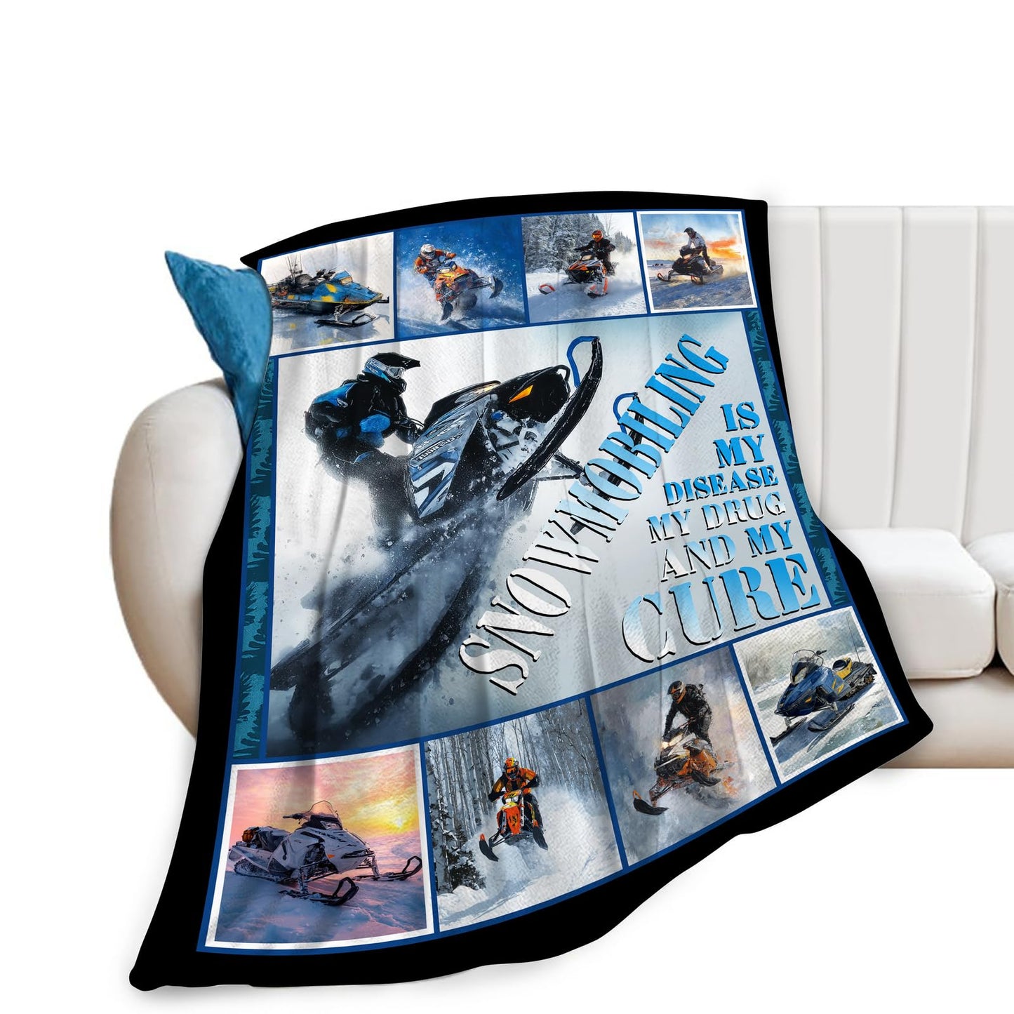 Snowmobile Blanket Soft Fuzzy Fleece Snowmobiling Sport Throw Blankets Decor Cozy Warm Plush Flannel Snow Mobiling Blanket Gifts for Boys Girls Men Women Home Chair Sofa Couch Bed 50"X40"