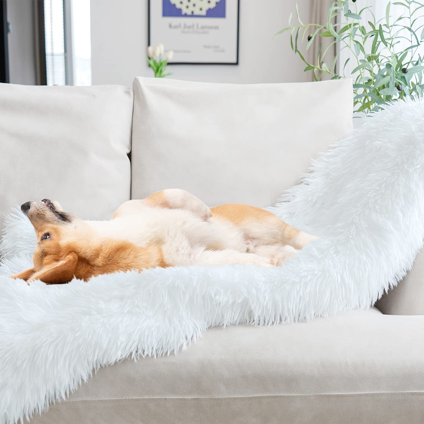 JONIYEAR Extra 2.8" Long Hair Fluffy Faux Fur Throw Blanket 50" x 60", Luxury Soft Decorative Fuzzy Furry Blankets for Couch, Cozy Plush Shaggy Blankets for Sofa Bed,Cute Lovely Blanket for Pet, White