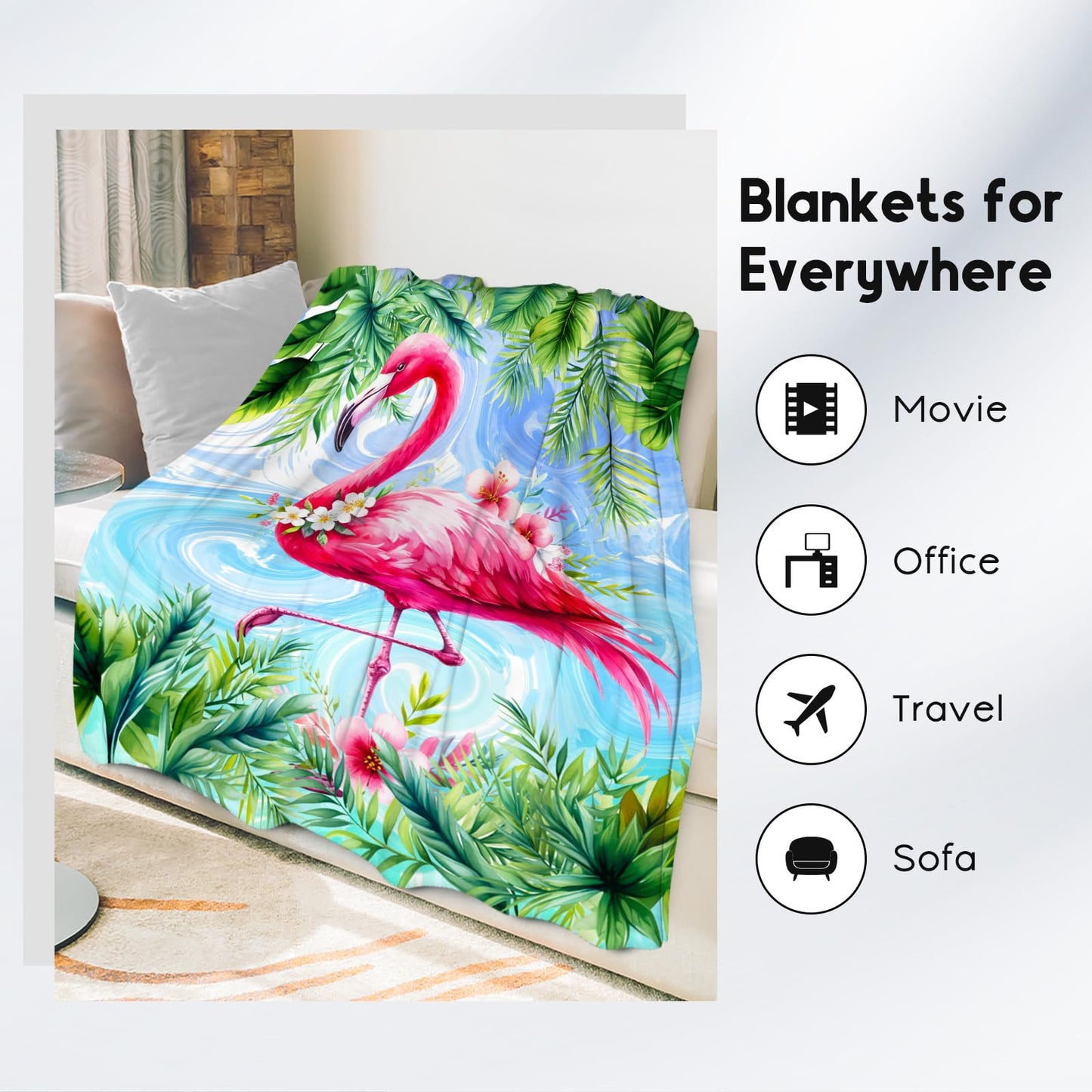 Girls Blanket Flamingo Blankets Gifts - Flannel Soft Throws for Room Decor/Couch/Sofa - 30"x40"
