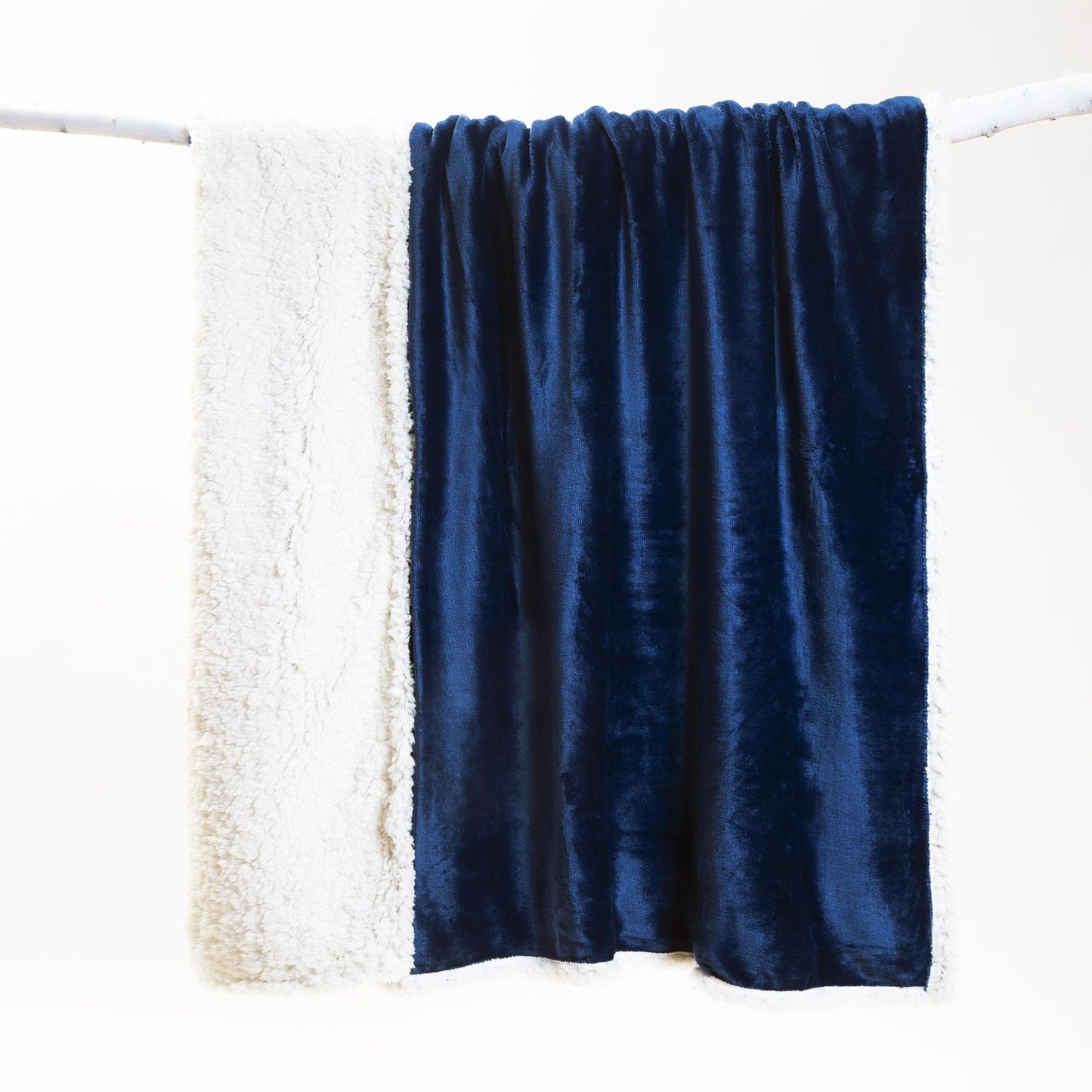 Carstens, Inc. Ultra Premium Super Soft Plush Sherpa Fleece Oversized Throw Blanket 54" x 68", Navy Blue