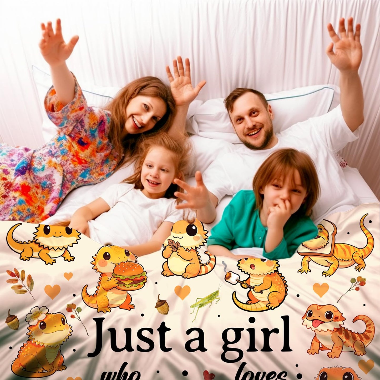 MOUND BOOM Bearded Dragon Blanket Gifts for Humans Women,Lizard Reptile Accessories Just A Girl Who Loves Bearded Dragon Throw Blankets,Lizard Gifts for Adult Girls Teens 50"X40"