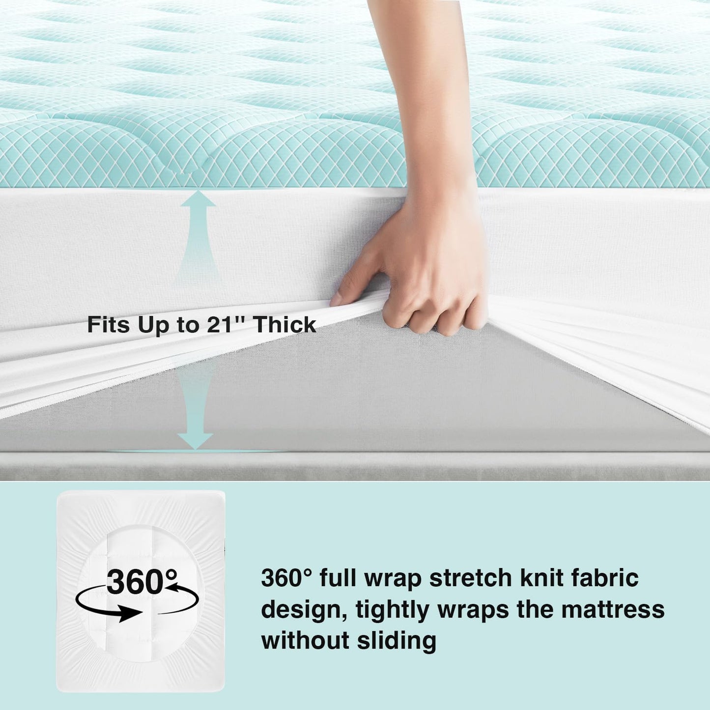 Novilla Cooling Mattress Topper King Size,Mattress Pad with Deep Pocket for 8-21" Mattress,Soft Mattress Cover for Back Pain Relief,3D+7D Down Alternative Bed Topper for Hot Sleepers
