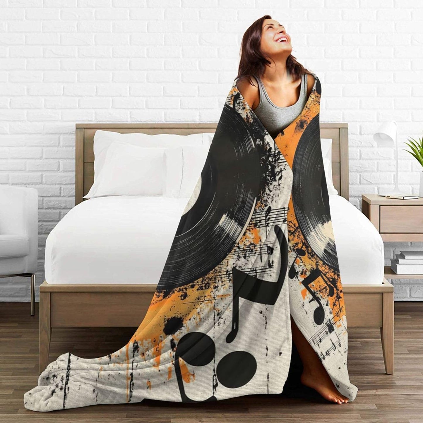 Record Music Throw Blanket Phonograph Blankets Disk Fleece Plush Super Soft Cozy Warm Lightweight Musical Instrument Decor Gifts for Boys Girls Kids Adults Men Women 40" x 50"