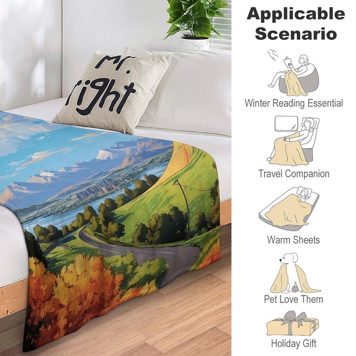 Boise Idaho City Skyline Landscape Abstract Blanket Soft Flannel Lightweight Blanket Outdoor Travel Carry Living Room Bedroom Sofa Decoration Gifts 40x50 Inch