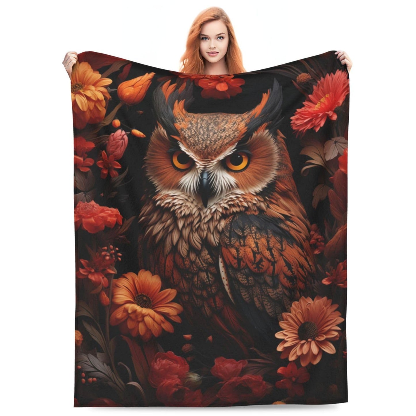 amepay Owl Blanket for Adults Kids Gifts for Owl Flowers Lovers Flannel Throw Blankets Soft Comfy Lightweight for Home Decor Couch Bed Sofa 60x50 Inches