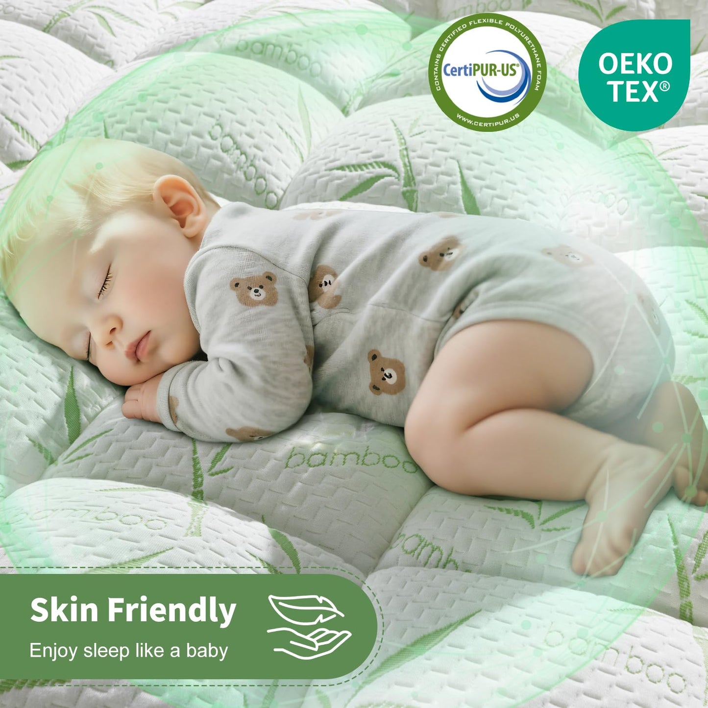 Jov5tic 3 Inch Breathable Mattress Topper - 1500GSM 3D+7D Down Alternative Fill,Viscose Made from,Cooling Firm Pillow Top Mattress Pad (Queen,60"x80")