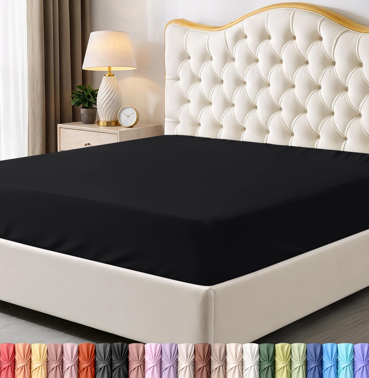 Utopia Bedding Full Fitted Sheet - Bottom Sheet - Deep Pocket - Soft Microfiber - Shrinkage and Fade Resistant - Easy Care -1 Fitted Sheet Only (Black)