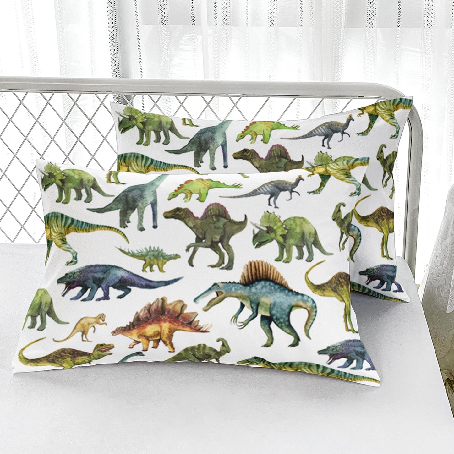 Nttopship Dinosaur Comforter Sets King，Dinosaur Printed Quilt Set for Bedroom Soft Microfiber All Season Print Quilt Set with 1 Comforter and 2 Pillow Case