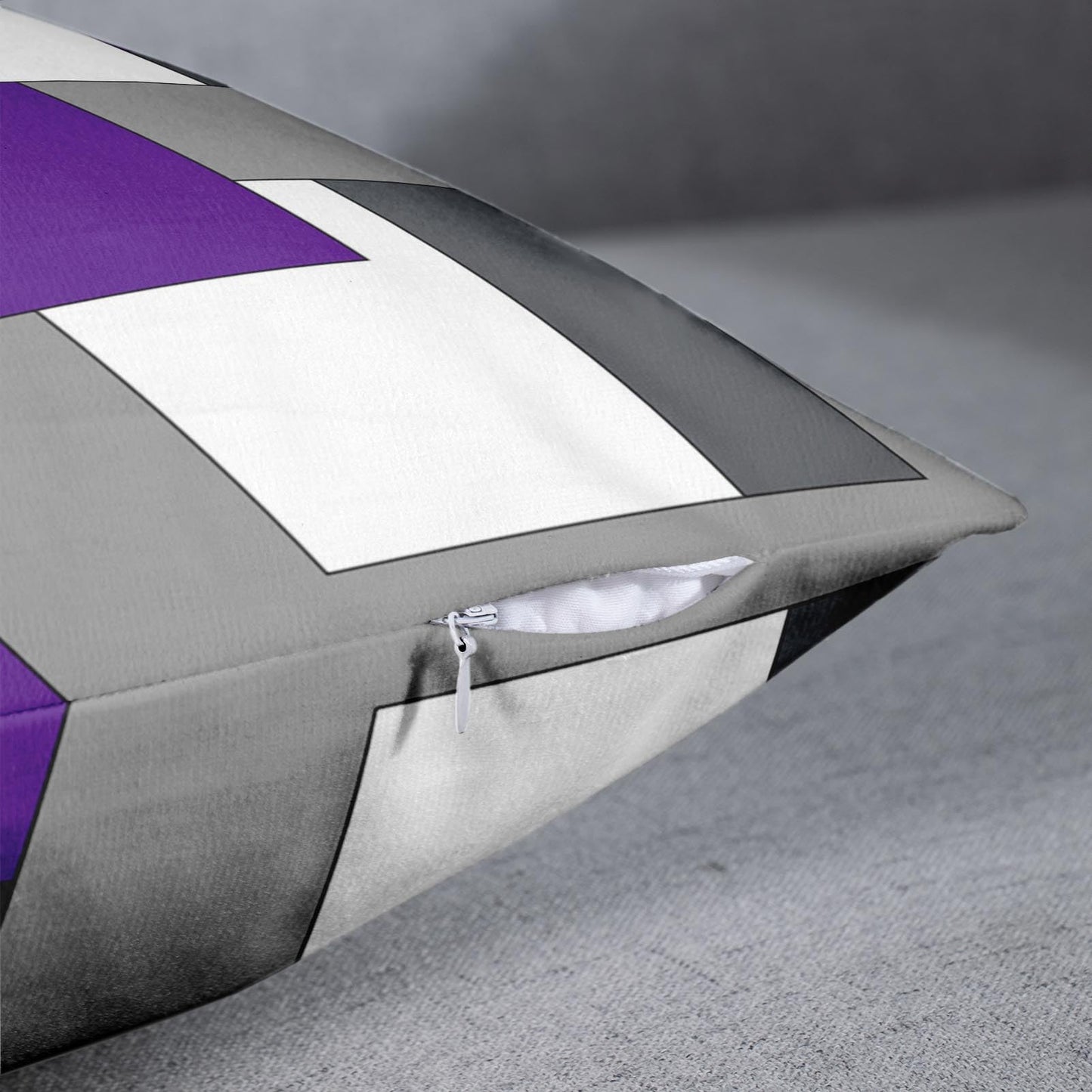 Emvency Set of 2 Purple Geometric Throw Pillow Cover Black Grey White Painting Abstract Checkered Design Decorative Pillow Case Modern Home Decor Standard Square 18x18 Inch Cushion Pillowcase