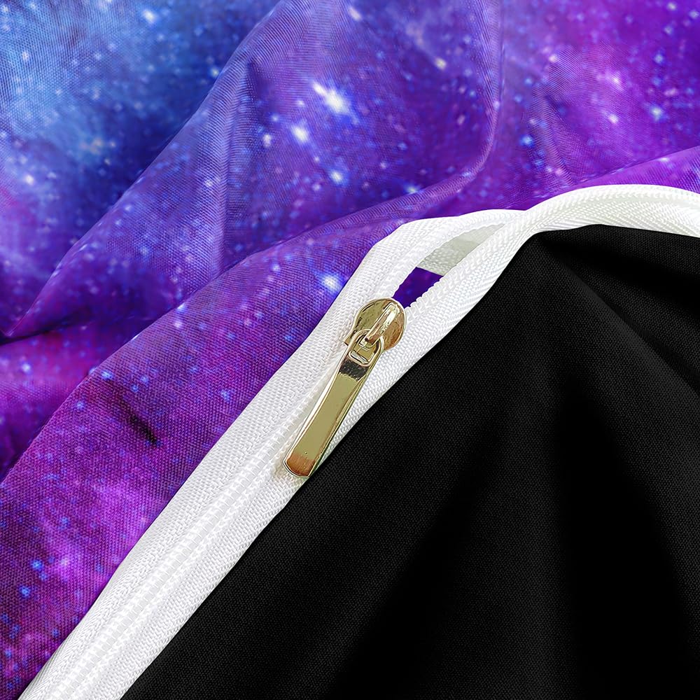 Elnonthy Galaxy Duvet Cover Set Full, Purple Black Galaxy Bedding for Girls, Outer Space Comforter Cover with Pillowcases