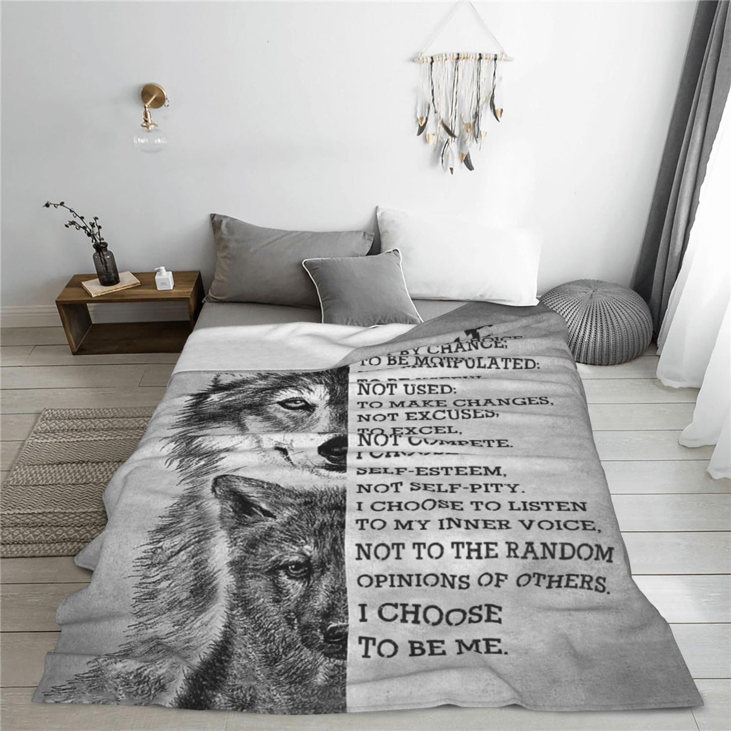 banonaty Wolf Blanket Wolfs Throw Blankets Black and White Wolf Gifts for Men Women Adults Boys Girls Fleece Flannel Blanket Plush Bedding for Couch Sofa Bed Room Decor 40"X50"