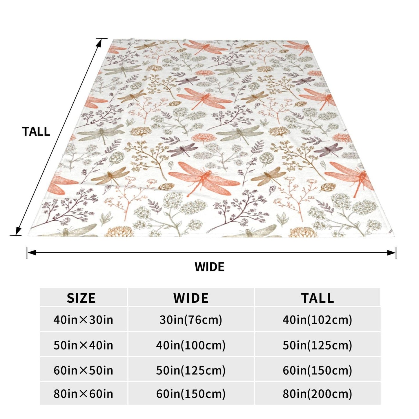 Dragonfly Blanket for Adults 60x80 Inches - Ultra Soft Plush Fleece Throw Blankets - Dragonfly Gifts for Women & Men - Cozy Flannel Blanket for Bed, Couch, Room - All Season Lightweight Blankets