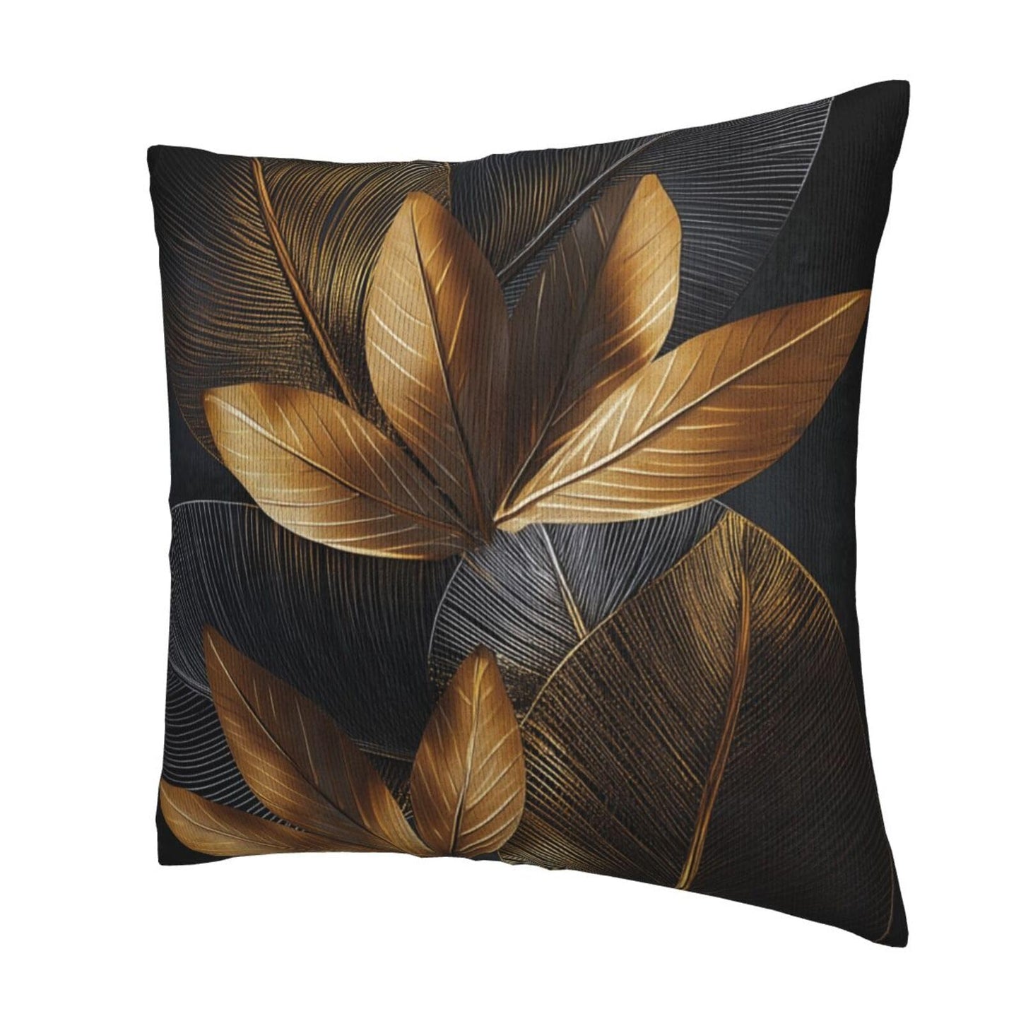 Droerfes Gray Golden Leaf Throw Pillow Covers Set of 2 Couch Pillow Case Decoration Cushion Covers for Sofa Home Living Room Bedroom Outdoor 18X18 Inch