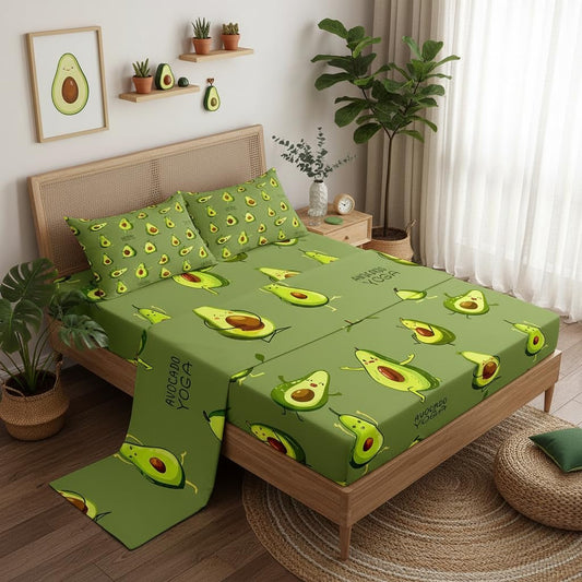 Castle Fairy Cute Avocado Sheet Sets Twin Size,Kids Girls Yoga Dance Gymnastics Bedding Sheets 3pcs Teens Women Room Decor,Dark Green Bed Sheet Fitness Sports Fitted Sheet+Flat Sheet+1 Pillowcase