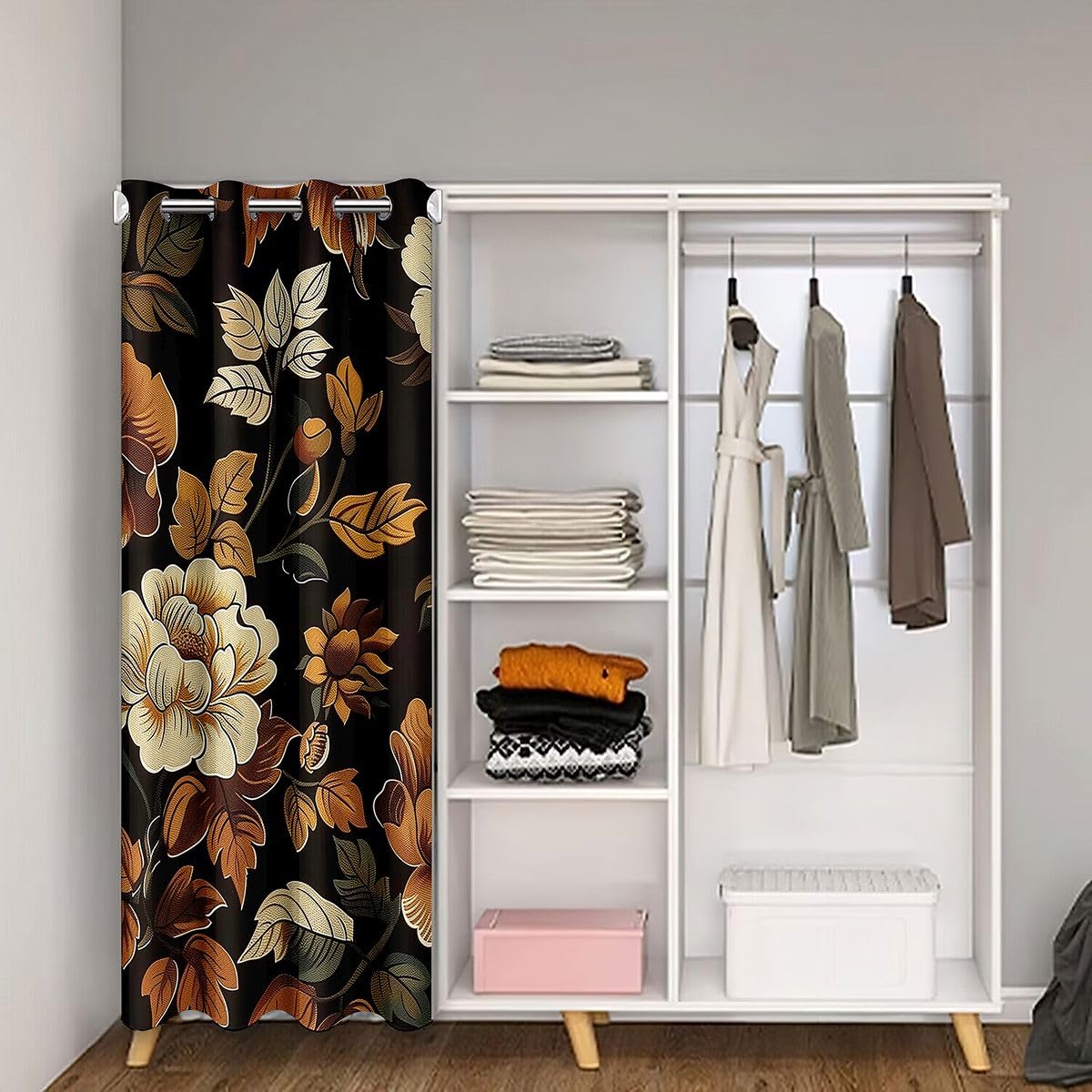 Feelyou Flower Door Curtain for Doorway Window 42" x 84" Retro Hippie Flower Thermal Insulated Temporary Room Dividers 60S 70S Groovy Closet Cover Bedroom Living Room Microfiber