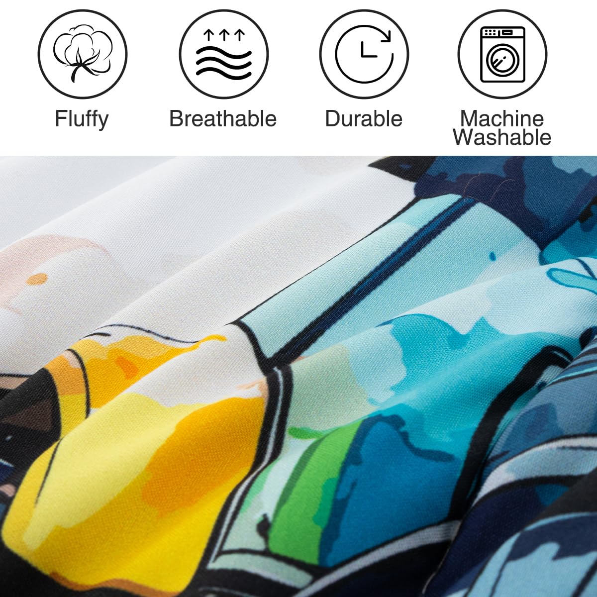 Holawakaka Trucks Tractors Cars Boy Bedding Comforter Set with Sheets, Twin Size Cartoon Construction Car Excavator Print Kids Bed in A Bag 5-Piece, Boys Reversible Dorm Bed Sets (Multi Twin)
