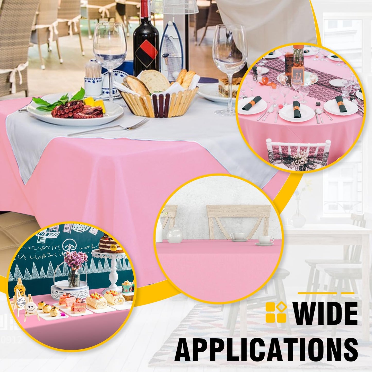 RowinsyDD 30 Pack Pink Plastic Table Cloths Disposable, 54 x 108 Inches Plastic Table Cover for Rectangle Tables, Disposable Tablecloth for Dinning, Parties, BBQ, Wedding, Outdoor