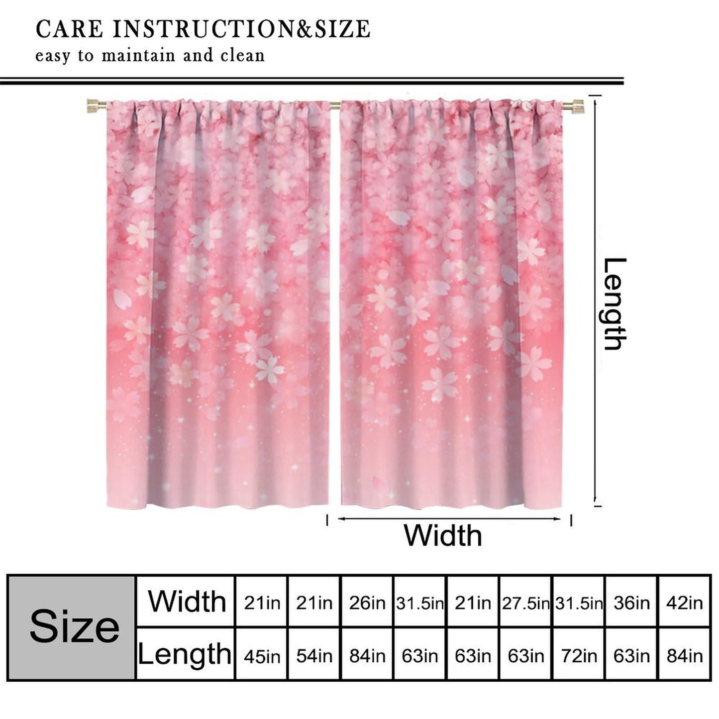 Mchenxin Spring Cherry Blossom Curtains, Abstract Pink Galaxy Japanese Cherry Blossom Flower Print Window Treamtents for Girls Women Bedroom Living Room, 42x45in (No Blackout)