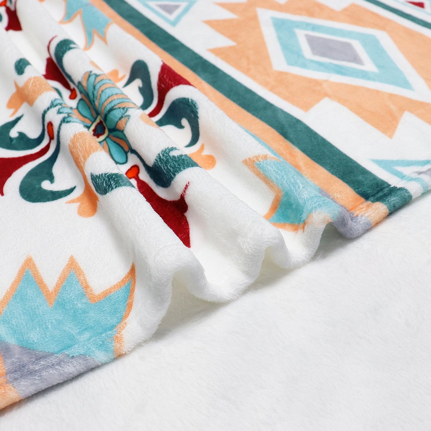 Boho Throw Blanket Bohemian Stripe Throw Ultra Soft Flannel Fleece Bed Blankets Cozy Fuzzy Plush Coach Cover Lightweight Vintage Geometrical Sectional Blanket for Sofa Bed 60" X 80"