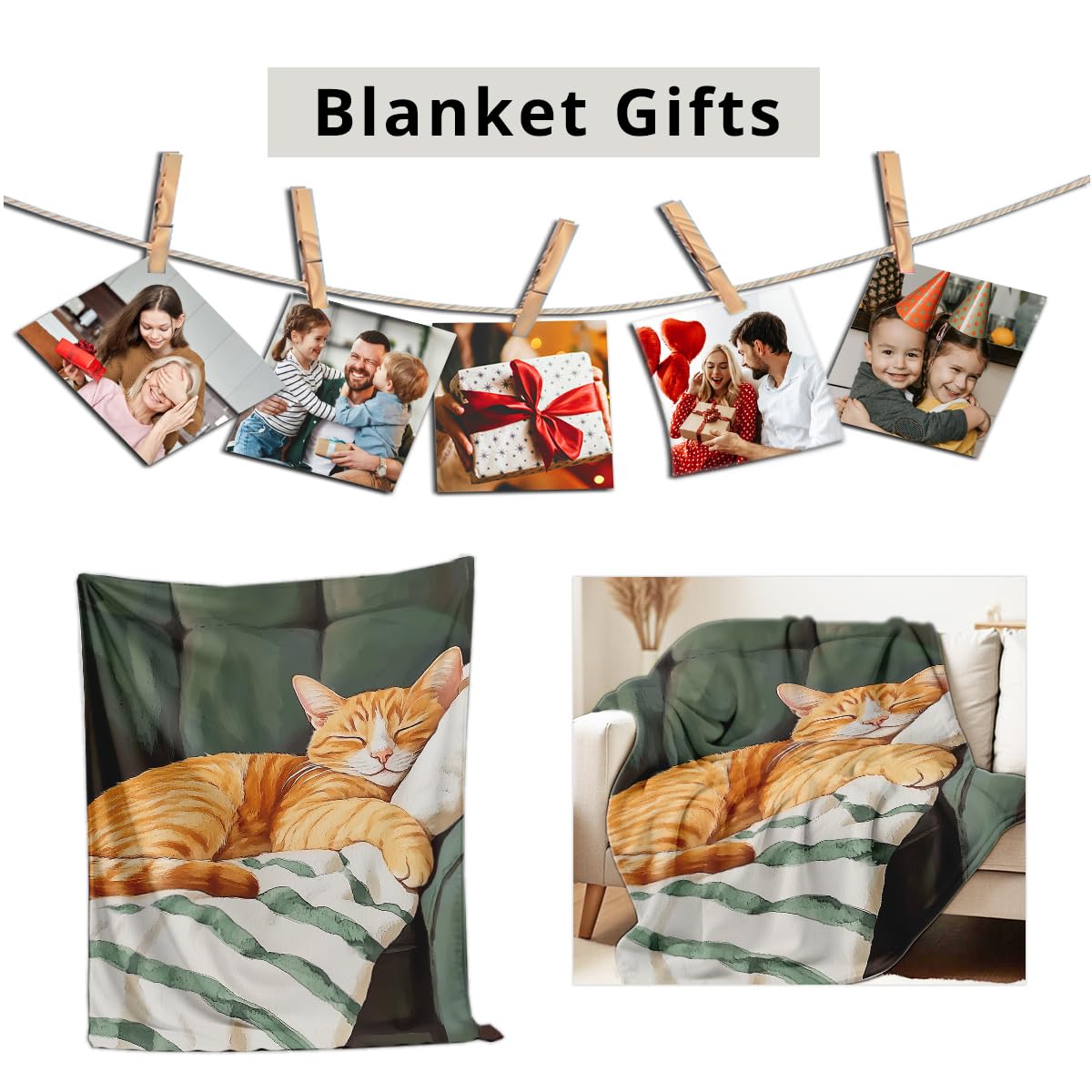 HUNXIAOJ Cat Print Throw Blanket Soft Bed Couch Throw Kitten Flannel Blanket Cozy Bedding Gifts for Cat Lovers (49"x59")