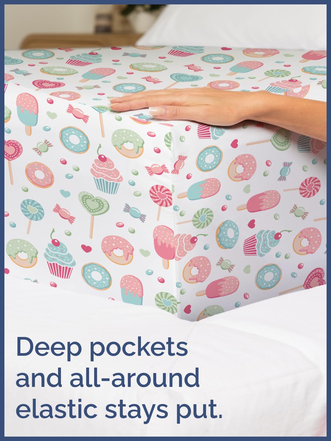 Kids Twin Size Bed Sheet Set - 3 Piece Kids Loft Bed Sheets - Sweets Cupcake Pattern Bedding - Soft, Cute and Cozy - Breathable & Machine Washable - Lollipop Bed Set for Boys, Girls, Teens & Toddlers