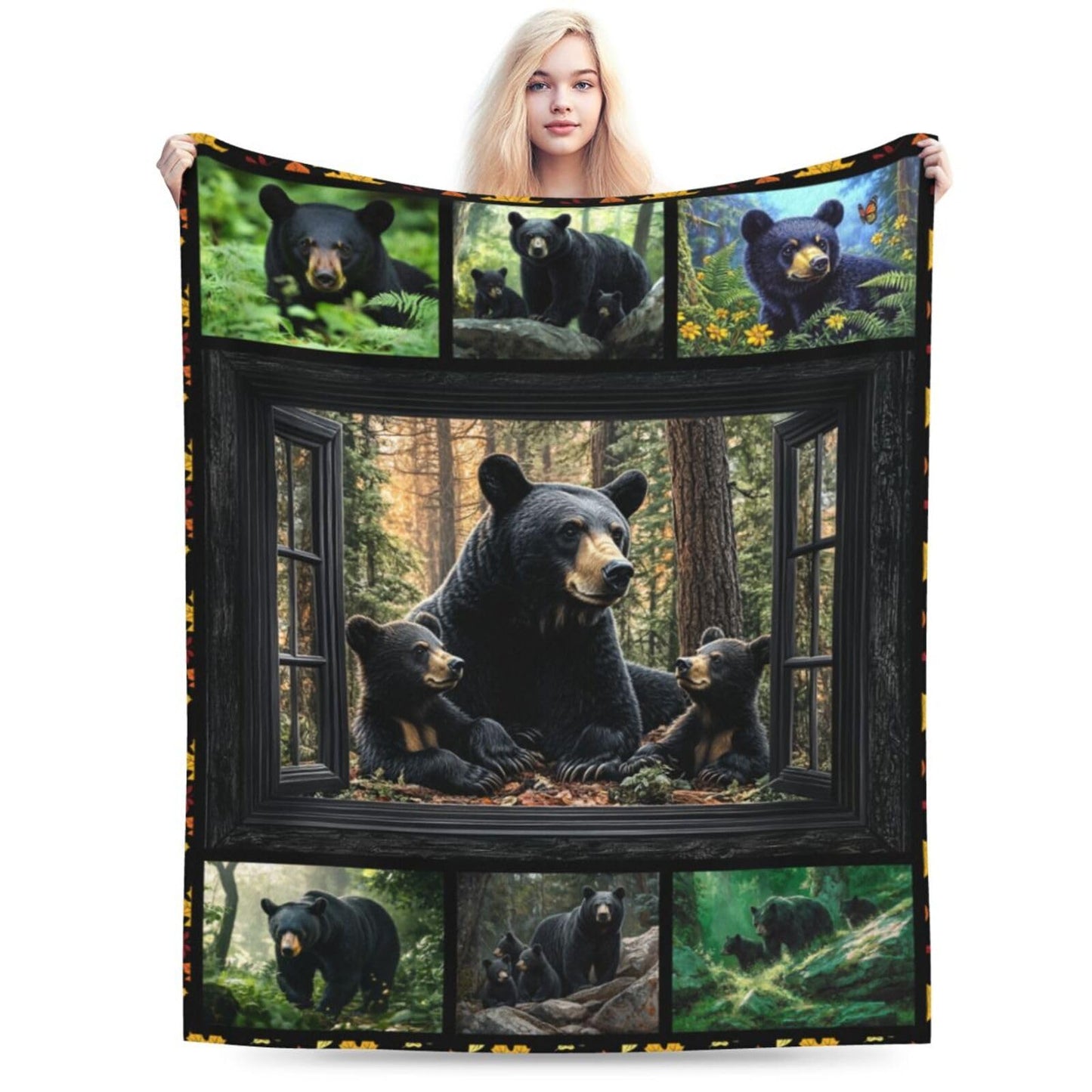 Bear Throw Blanket Farmhouse Bear Blankets Fleece Plush Flannel Super Soft Cozy Warm Lightweight Bears Decor Gifts for Boys Girls Kids Adults Men Women 40" x 50"