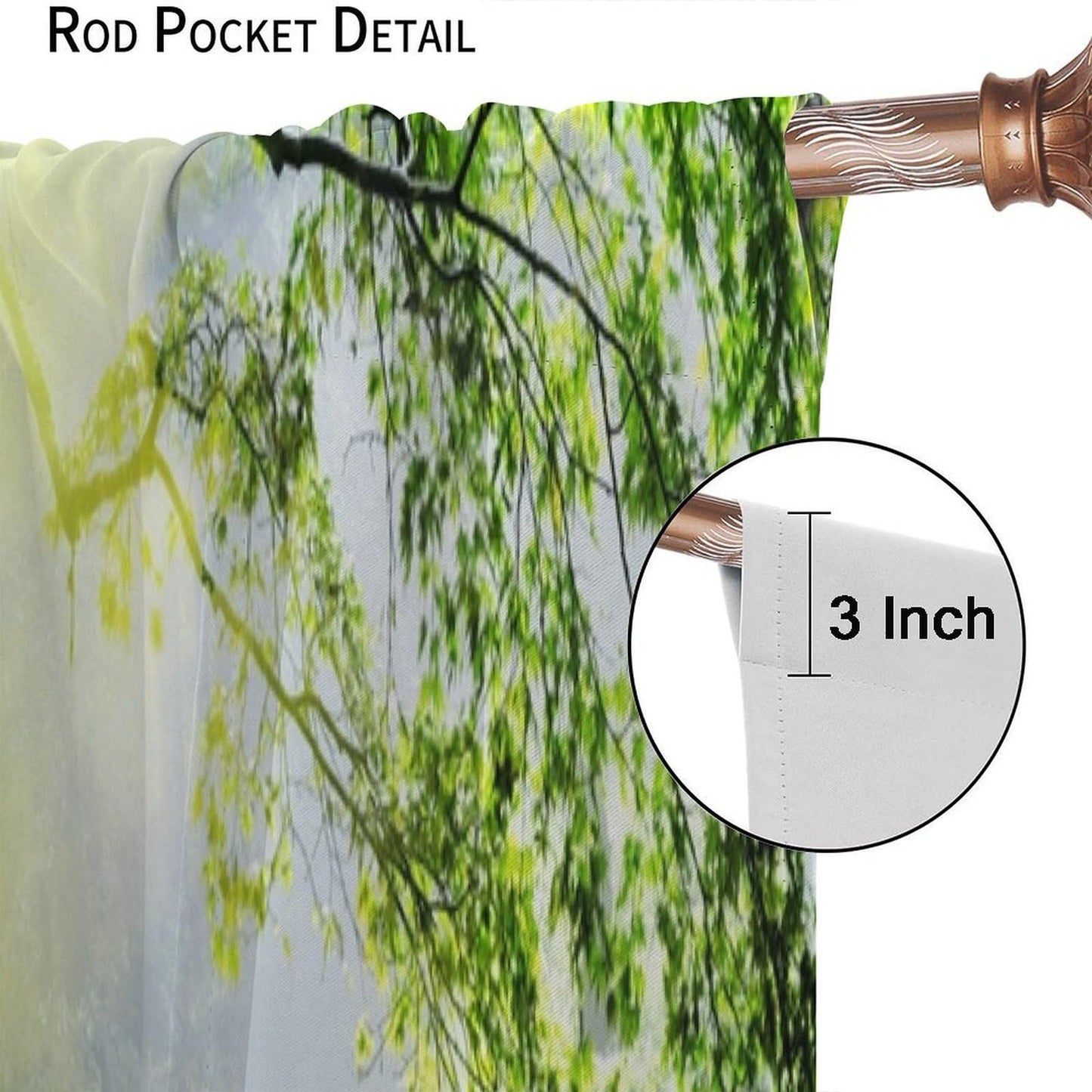 Focusbrite Forest Curtains Rod Pocket Nature Tropical Jungle River Rainforest Waterfall Landscape Scenery Print Pattern Window Drapes for Bedroom Living Room Cafe Office Set 2 Panels,42x45 Inches
