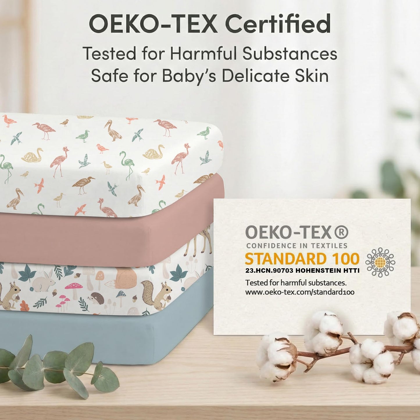 Bimocosy Crib Sheets 4 Pack, Baby Crib Sheets Fitted for Boys and Girls Breathable & Snug Fit, Soft Toddler Bed Sheets for Standard Crib Mattress Nursery Daycare Essentials, Forest Friends