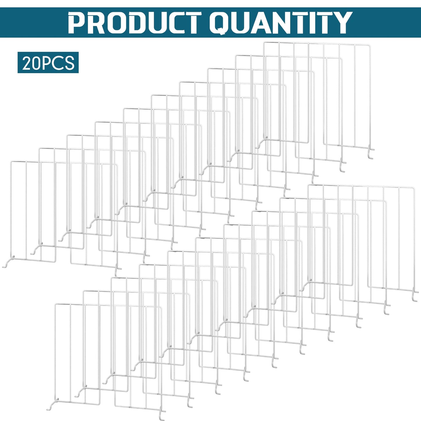 Sawysine 20 Pack Wire Closet Shelf Dividers - 12 Inch Vertical Organizer for Clothes, Purse, Book Storage - Metal Wire Shelving for Bedroom