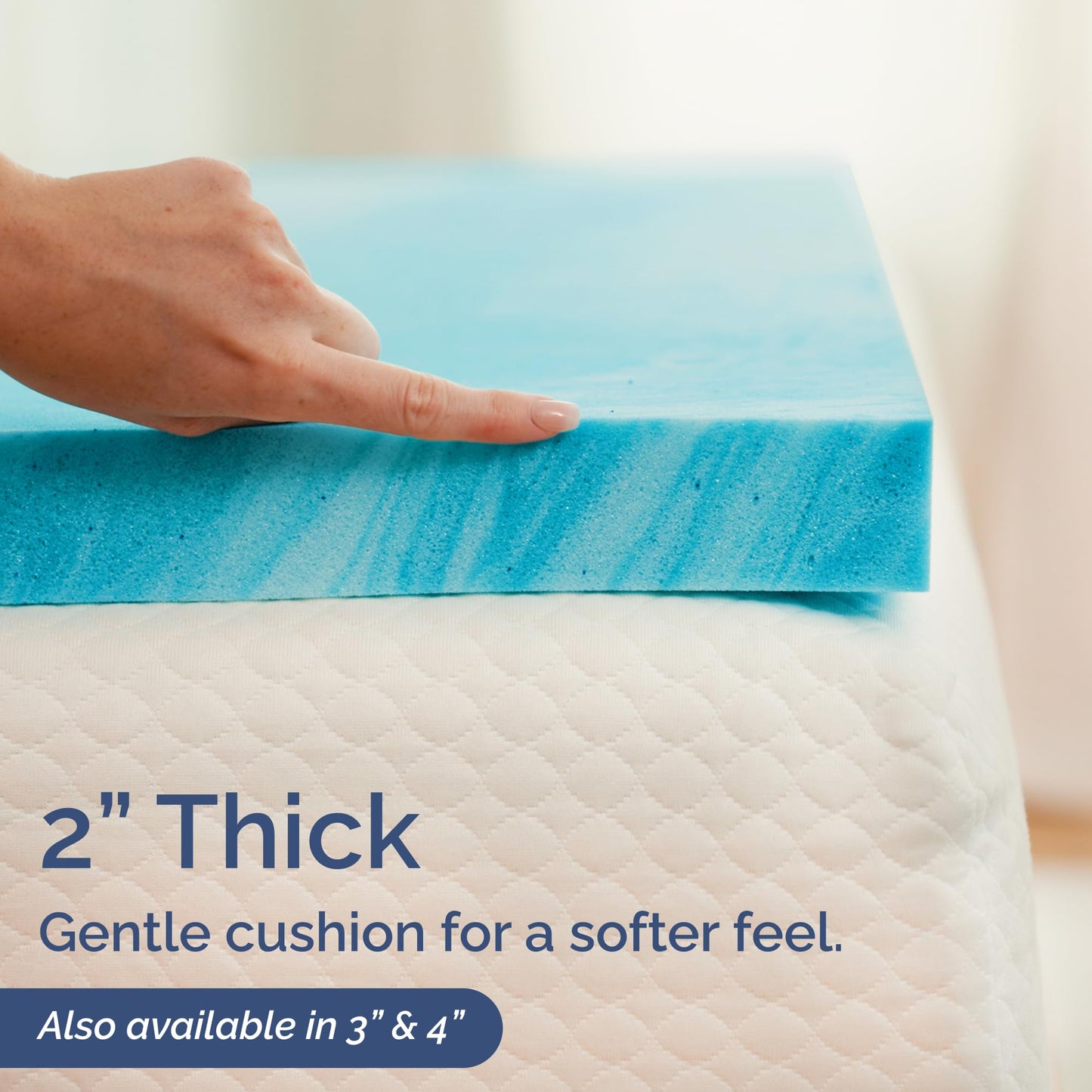 2 Inch Twin Memory Foam Mattress Topper - Cooling Gel Infused Bed Topper - Soft Ventilated Mattress Pad for Pressure Relief & Pain-Free Sleep - CertiPUR-US & Oeko-TEX