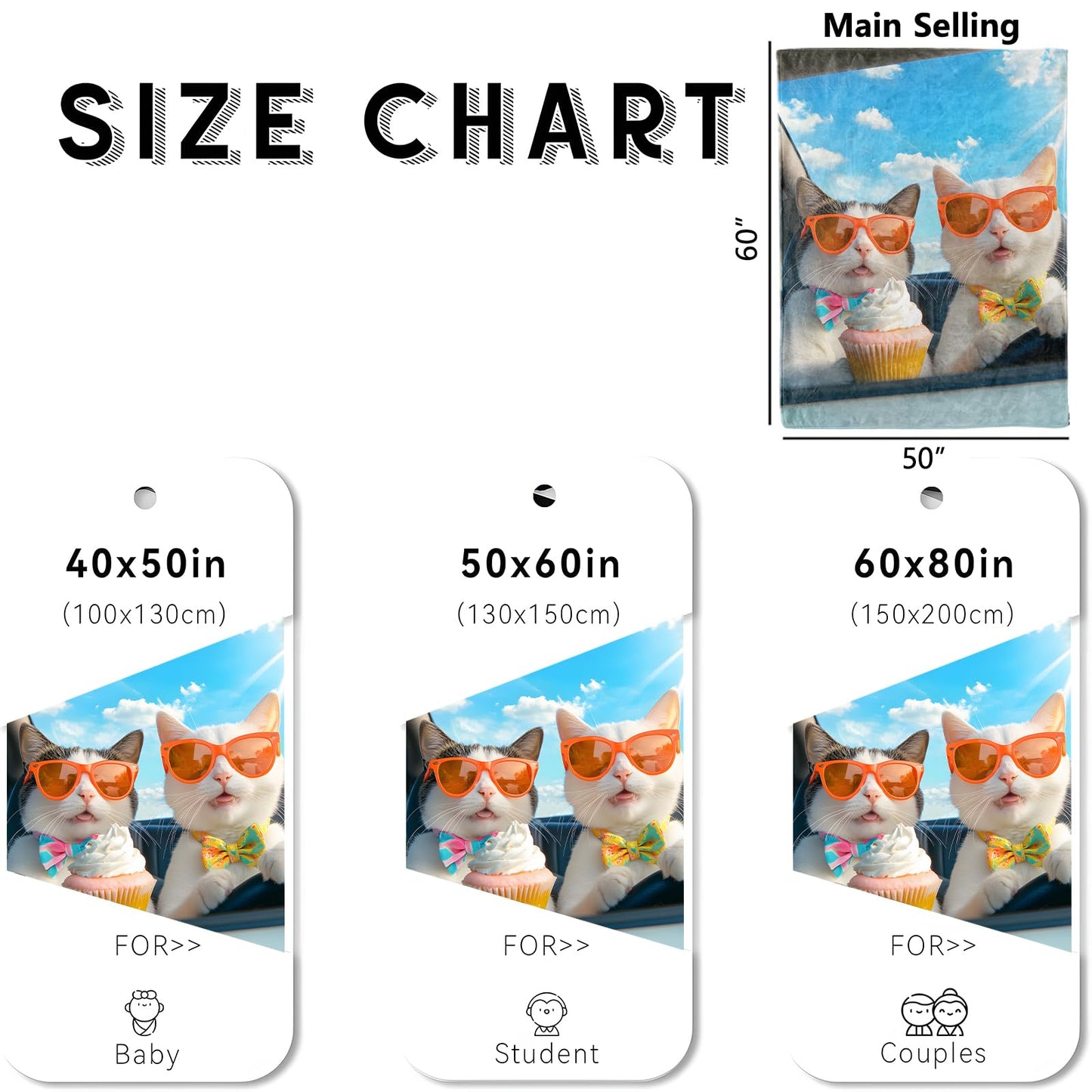 wyxdwh Cool Cats Blanket, Cozy Flannel Hilarious Road Trip Throw Blanket for Couch Outdoor, Plush Soft Lightweight Travel Funny Kitten Blankets for Bed Decor and Gifts, for Women Adults Kids 50"x60"