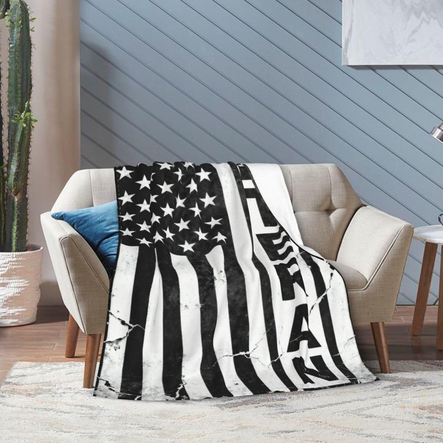Veteran Patriotic Army American Flag Premium Fleece Blanket, Ultra-Soft Plush Throw Blanket for Bed, Couch & Travel 80"x60"